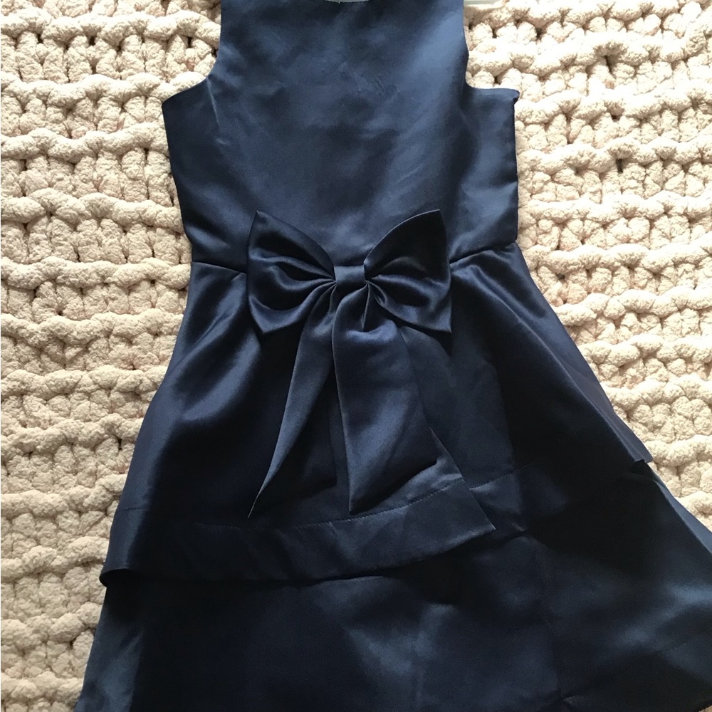 Party Dress in Navy Satin. Size 7